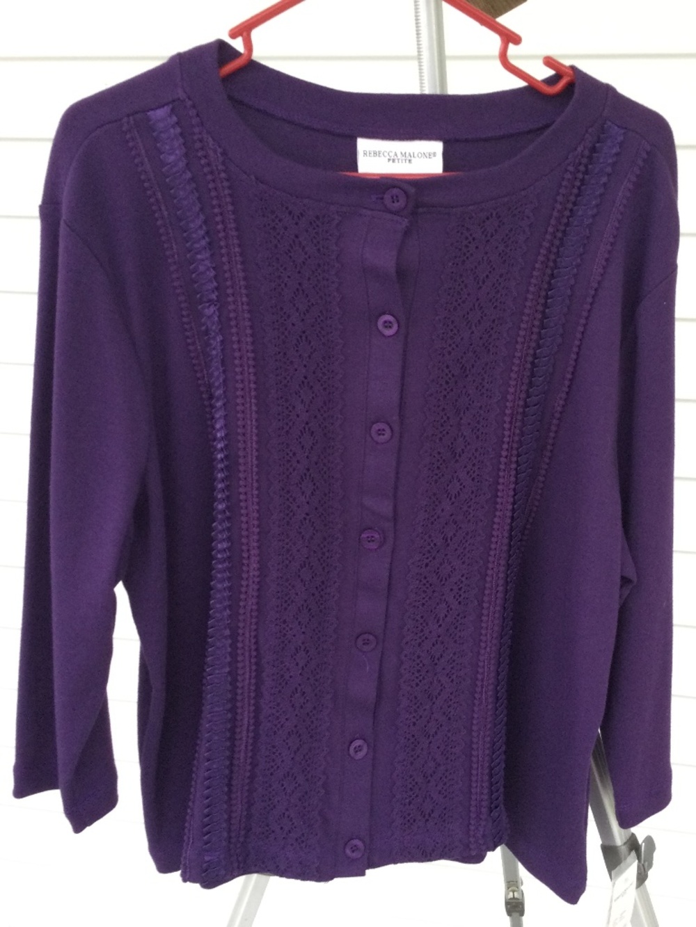 Rebecca Malone Petite 3/4 Sleeve Button Down Top, Size PXL, NWT